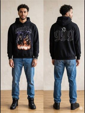 The Weeknd XO x Juice WRLD 999 Club Goth Black Graphic Smile Hoodie Sweatshirt